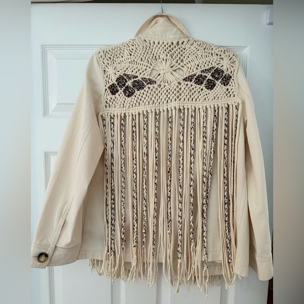 NWT Zara Woman Beaded Denim Jacket - Picture 4 of 7